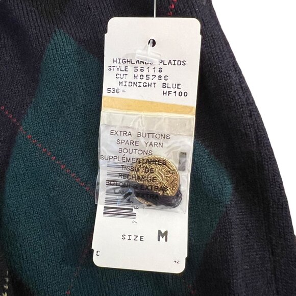 Vintage Cardigan Gold Button Argyle Academia Wool Blue Old Money Grandpa Size M - Picture 5 of 12